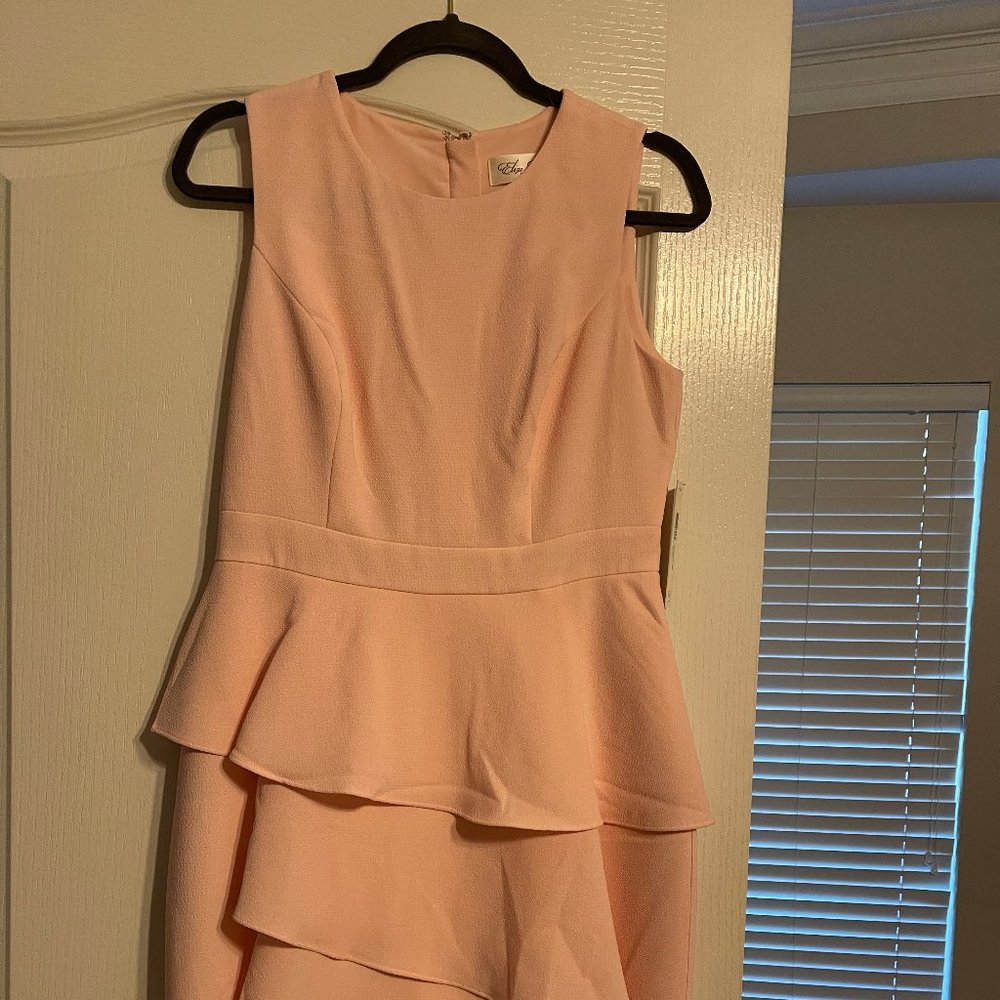 Eliza J Pink Ruffle Cocktail Wedding Dress Size 8 NWT